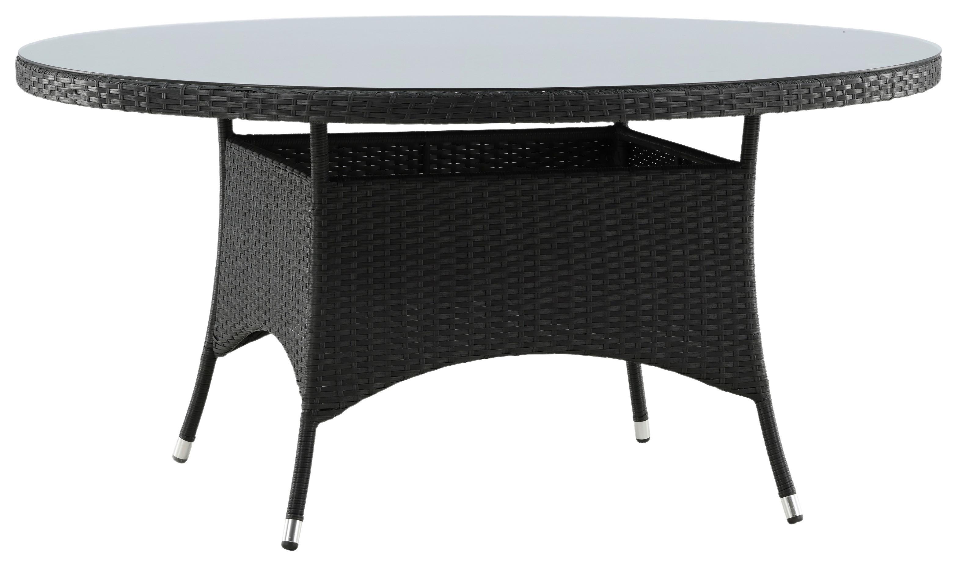 Gartentisch Volta - Schwarz, KONVENTIONELL, Glas/Kunststoff (150/150/74cm) - Gardenson