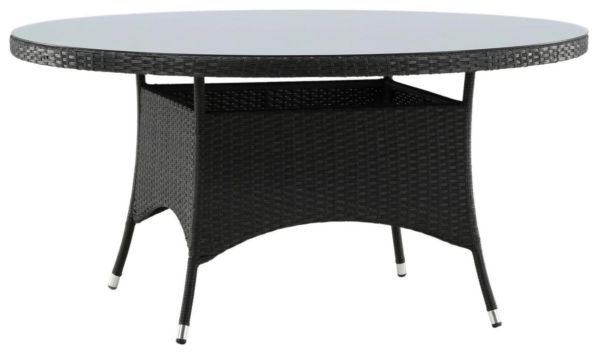 Gartentisch Volta - Schwarz, KONVENTIONELL, Glas/Kunststoff (150/150/74cm) - Gardenson