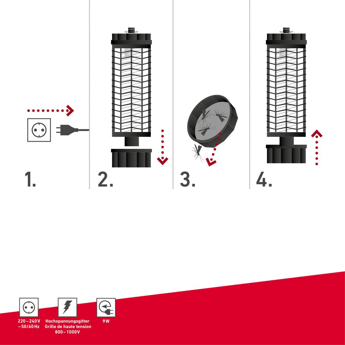 Lichtfalle Zum Stellen /Hängen, Insektenvernichter - Schwarz, Basics, Kunststoff (10,5/10,5/30,5cm)