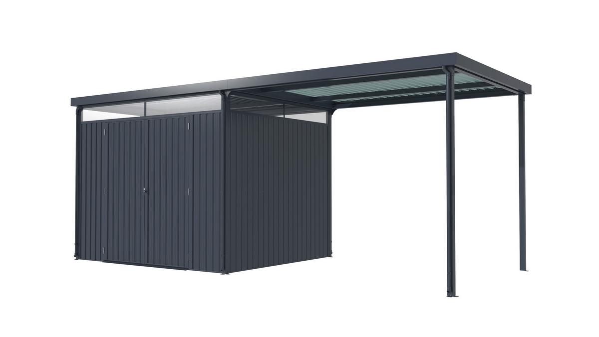 Gerätehaus mit Pultdach 576x226x245 cm - Anthrazit, Basics, Metall (576/226/245cm)
