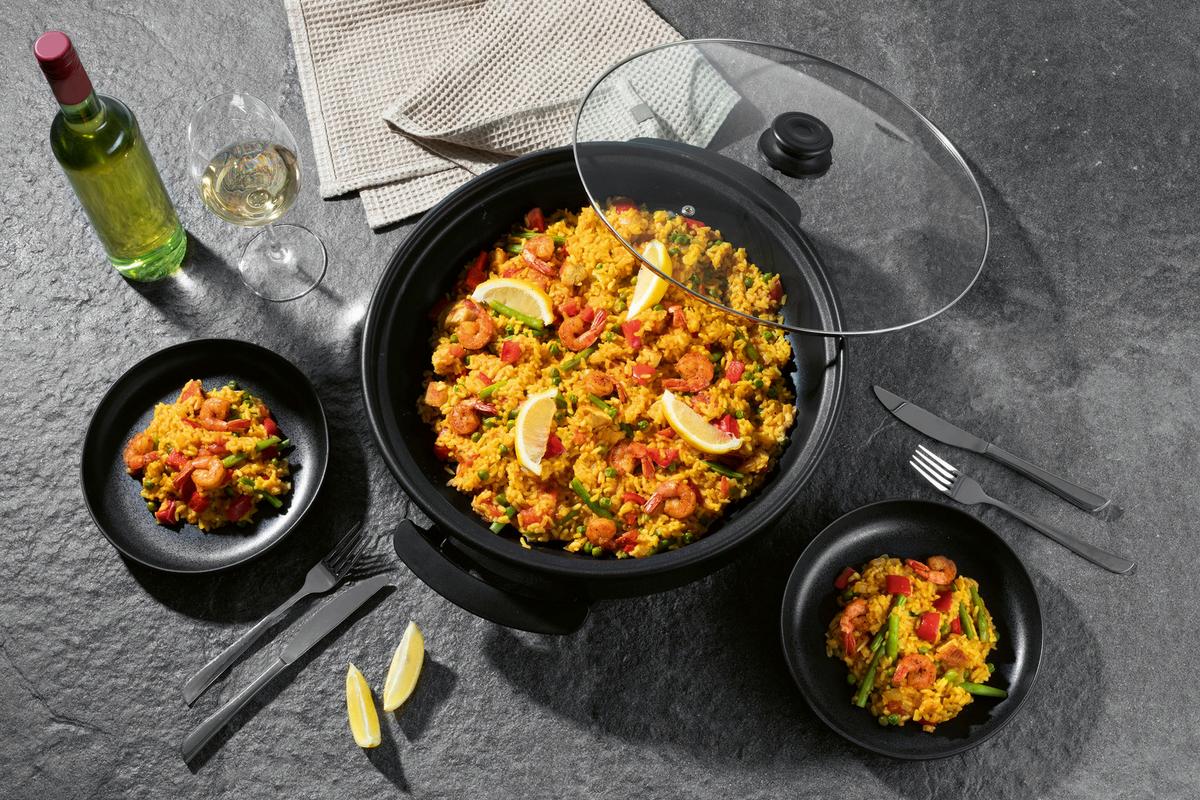 Party-pfanne Elektrisch 12316 Party-Pfanne Elektrisch - Schwarz, Basics, Glas/Kunststoff (41/45/17,5cm)