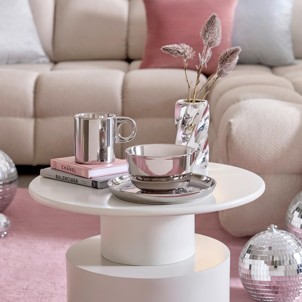 Dezertný tanier SHINY SILVER - strieborná, Modern, keramika (21,5/2,3cm) - Mömax