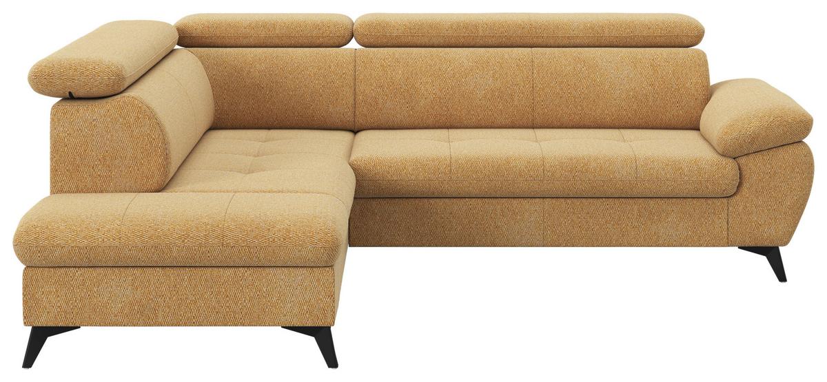 Ecksofa mit Bettfunktion Hudson, Chenille Orange - Schwarz/Orange, KONVENTIONELL, Textil (207/256cm) - Sembella