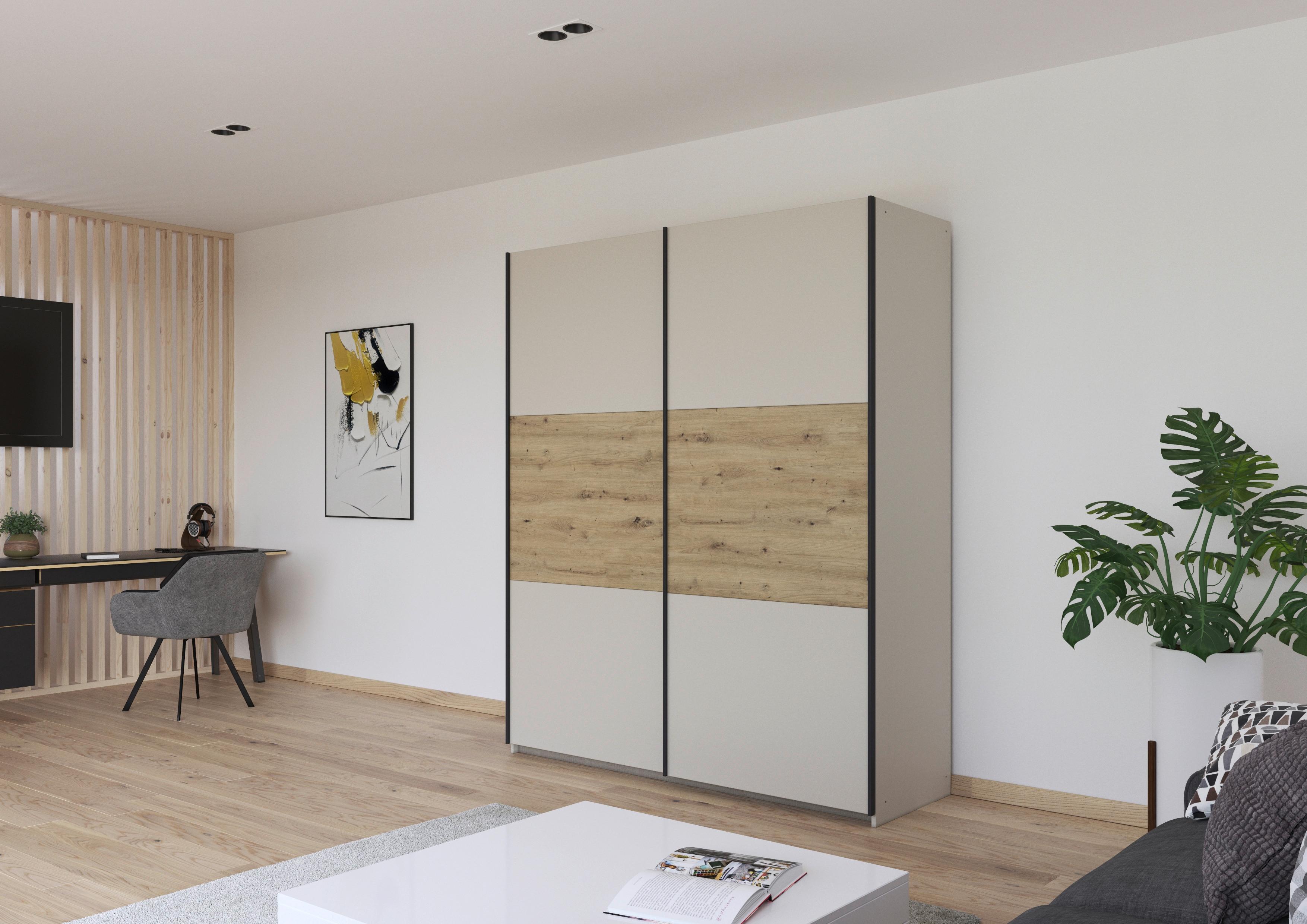 Schwebetürenschrank Neo Champagner Eiche Artisan Dekor - Champagner/Eiche Artisan, MODERN, Holzwerkstoff (175/210/59cm) - Rauch Möbel