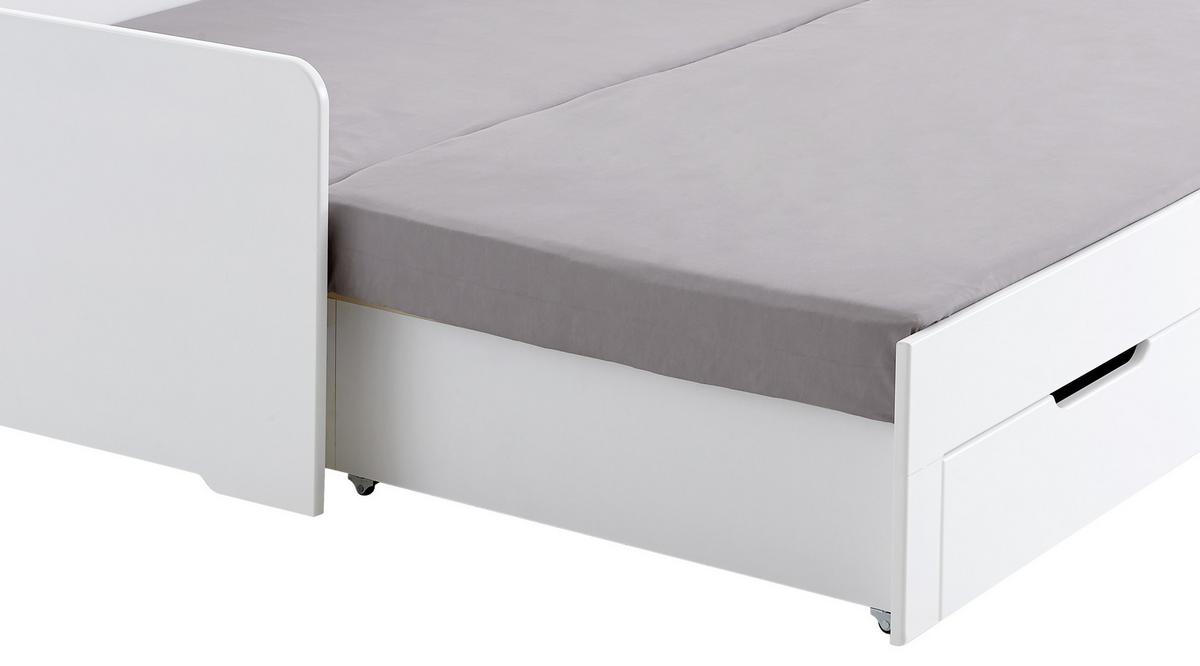 Tárolós Ágy Anna - bükkszínű/fehér, Modern, faalapú anyag/fa (90/200cm)