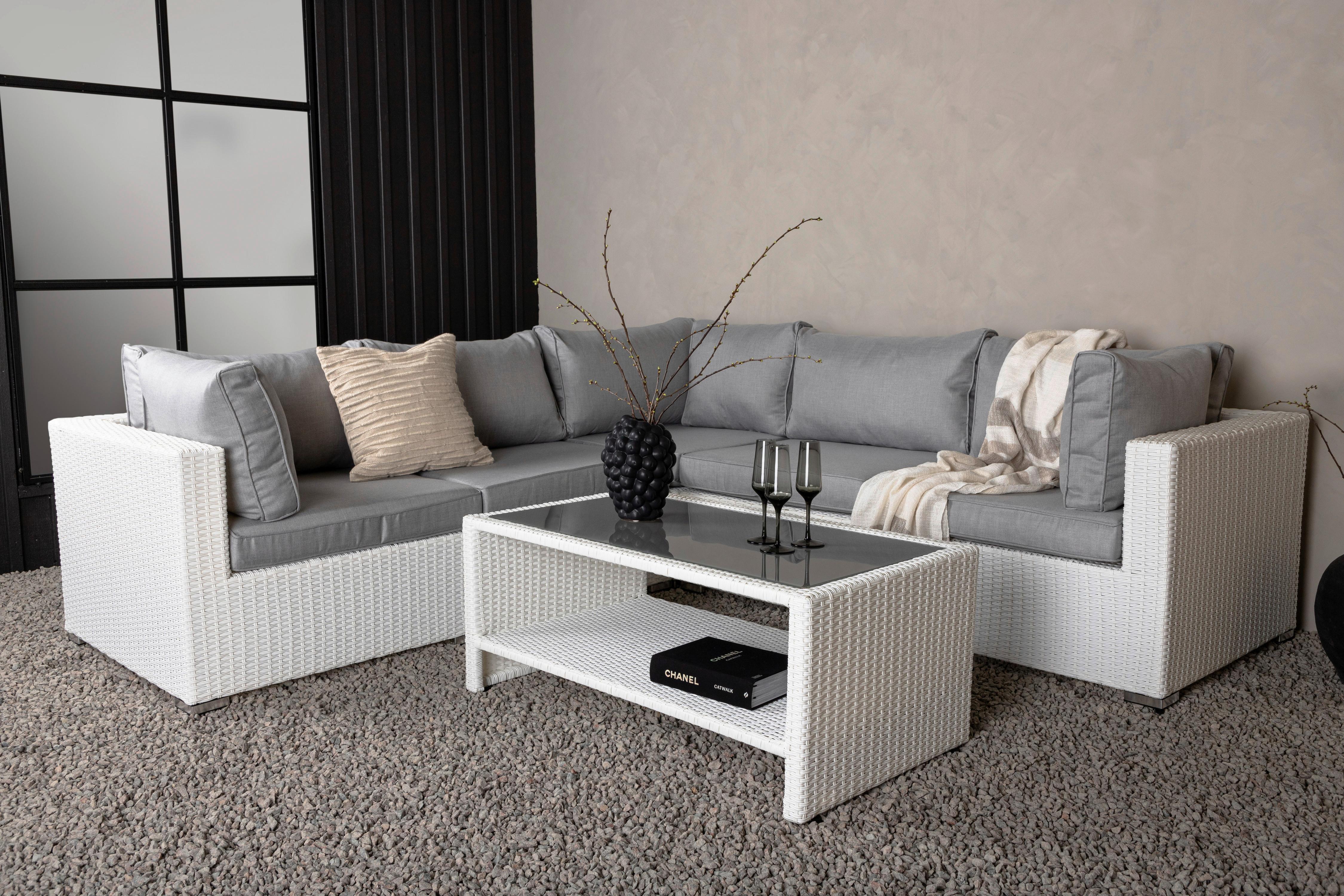 Loungegarnitur Amazon - Hellgrau, KONVENTIONELL, Kunststoff (87/249cm) - Gardenson