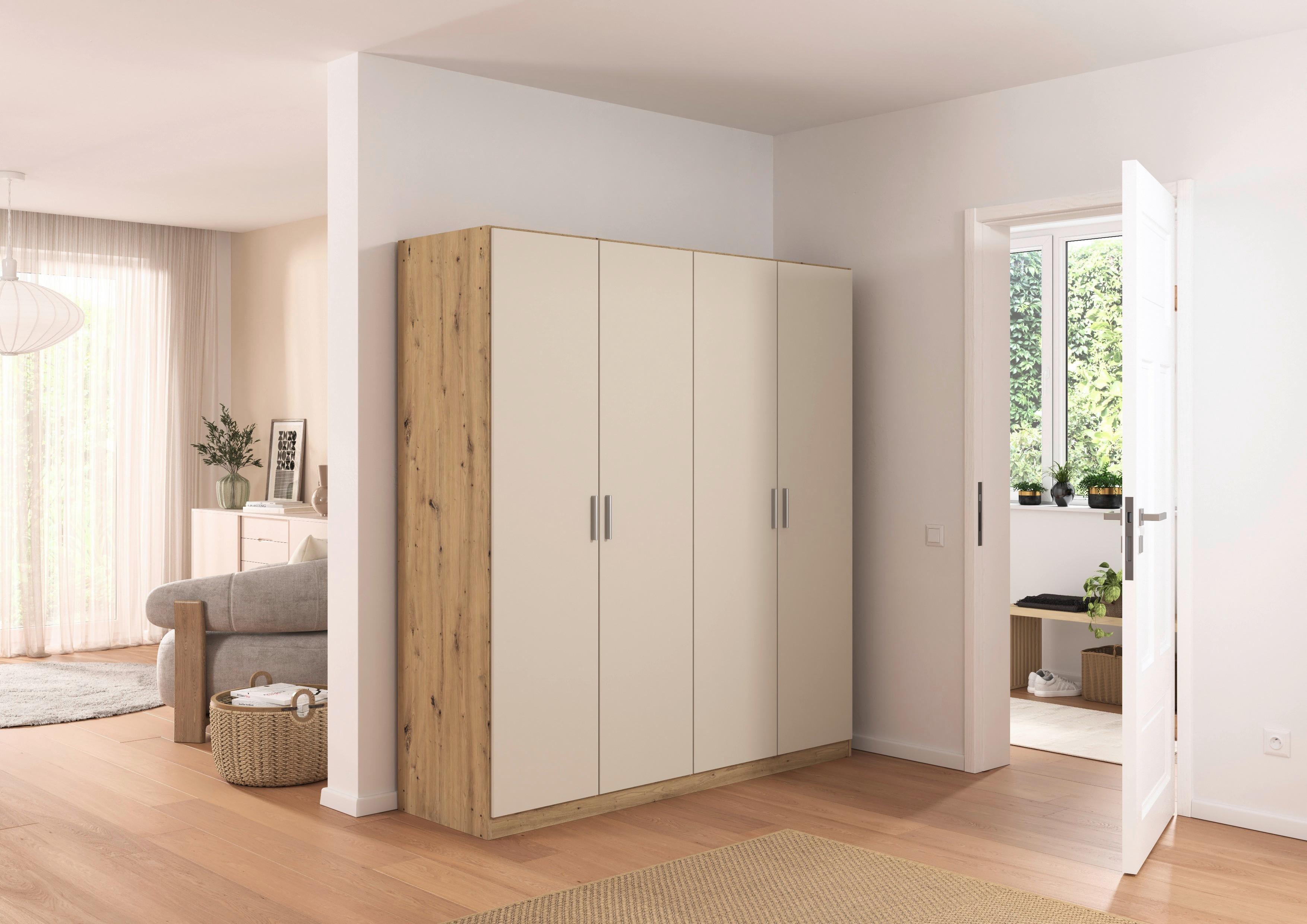 Kleiderschrank Celle Matt Champagner B: 181 cm - Champagner/Eiche Artisan, Trend, Holzwerkstoff (181/197/54cm)