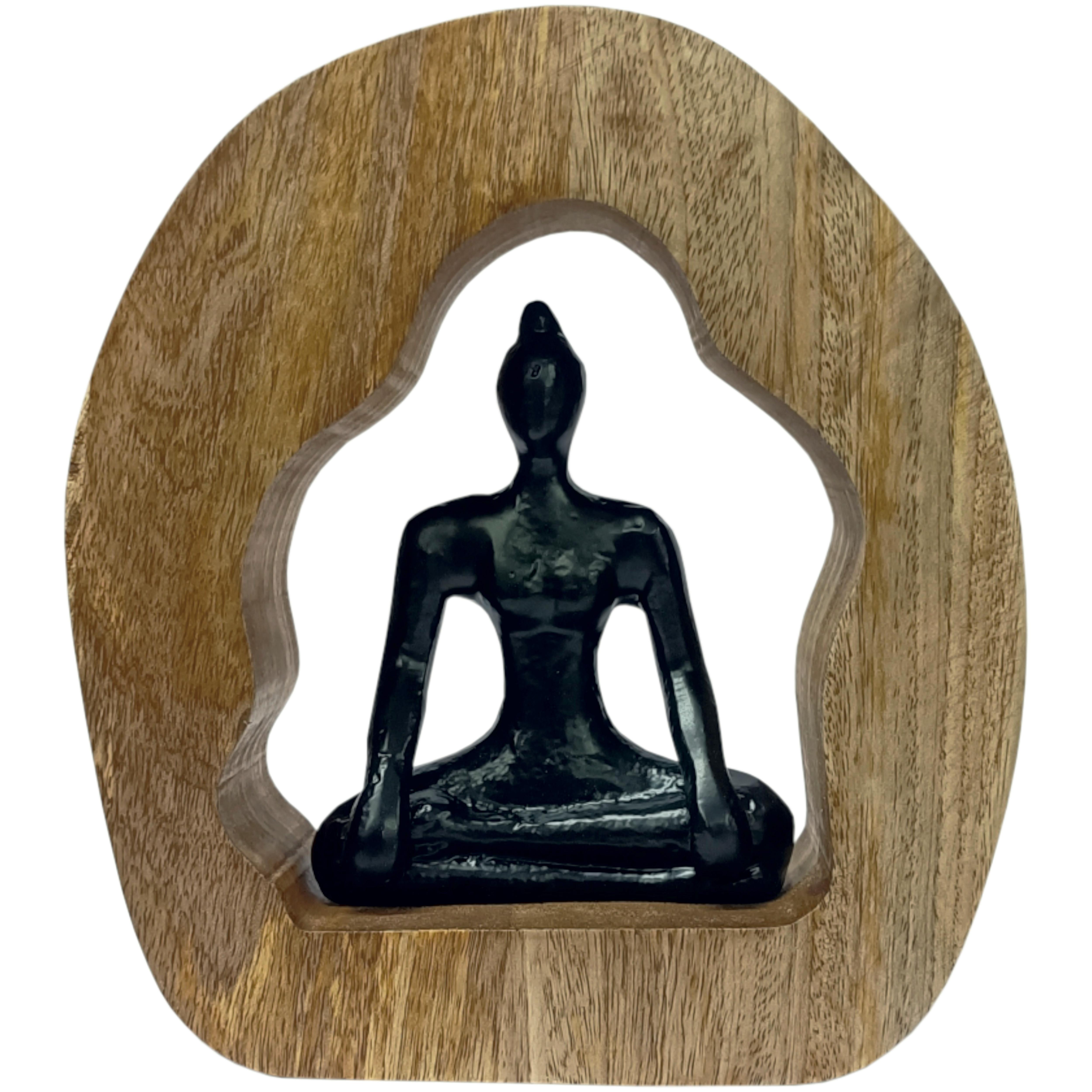 Buddha Flora - Schwarz/Naturfarben, MODERN, Holz/Metall (20,5/4/23cm) - Luca Bessoni