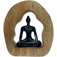 Buddha Flora - Schwarz/Naturfarben, MODERN, Holz/Metall (20,5/4/23cm) - Luca Bessoni