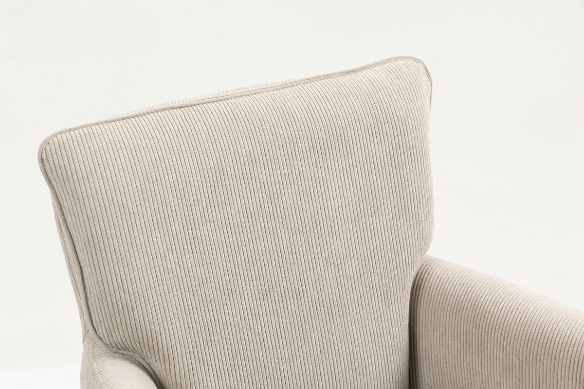 Armlehnstuhl Mila Cord Creme Sitzfl. 180° drehbar, B: 60cm - Beige/Schwarz, KONVENTIONELL, Textil/Metall (60/95/67cm)