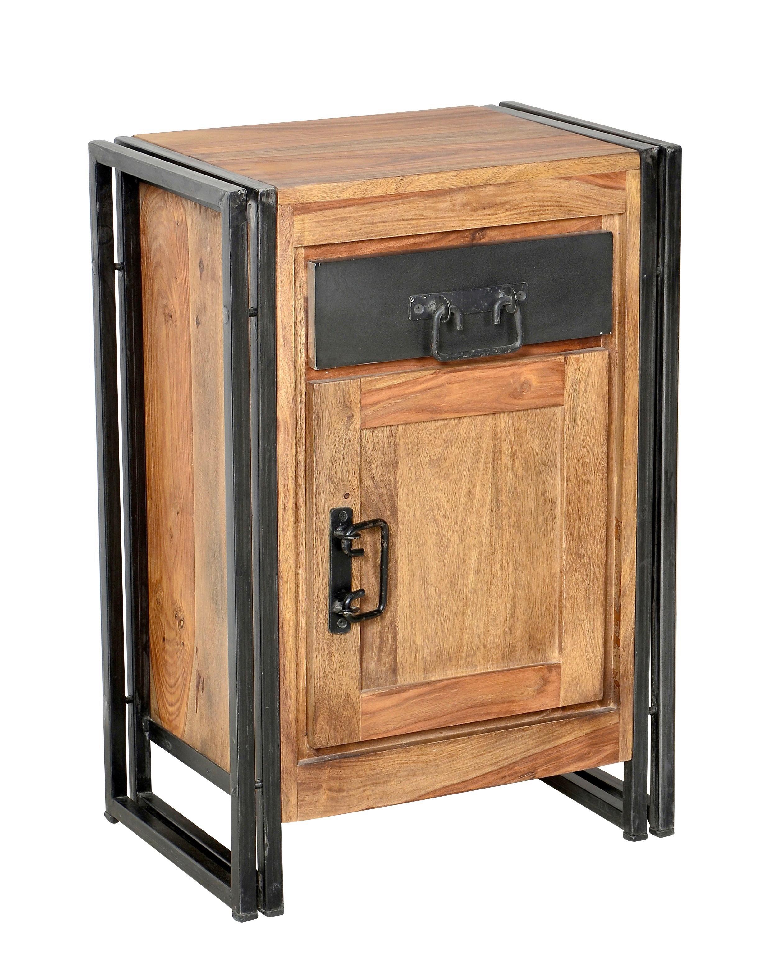 KOMMODE Naturfarben/Schwarz B: 50cm - Schwarz/Naturfarben, Design, Holz/Metall (50/73/34cm) - MID.YOU