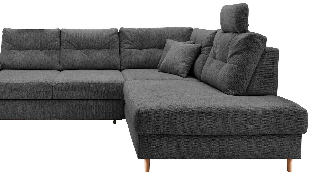 Ecksofa Brizzini Inkl. Bettkasten, Anthrazit, 264x206 - Anthrazit/Naturfarben, MODERN, Textil (264/206cm) - Livetastic