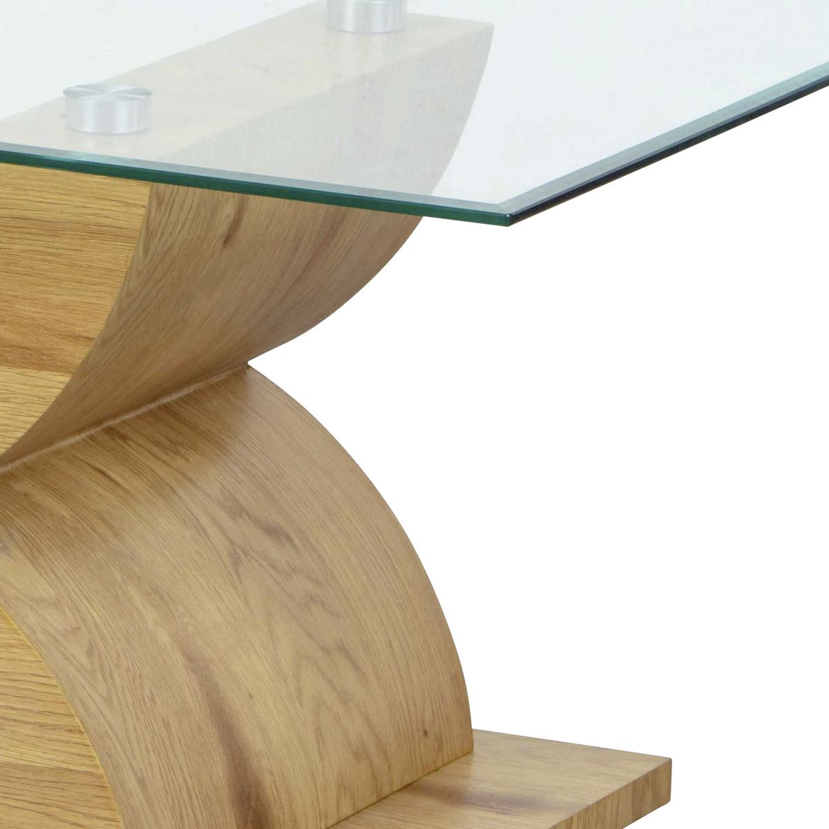 Couchtich Holz Mit Glasplatte X-Form, Eiche Dekor - Eichefarben, KONVENTIONELL, Glas/Holzwerkstoff (110/60/45cm) - MID.YOU