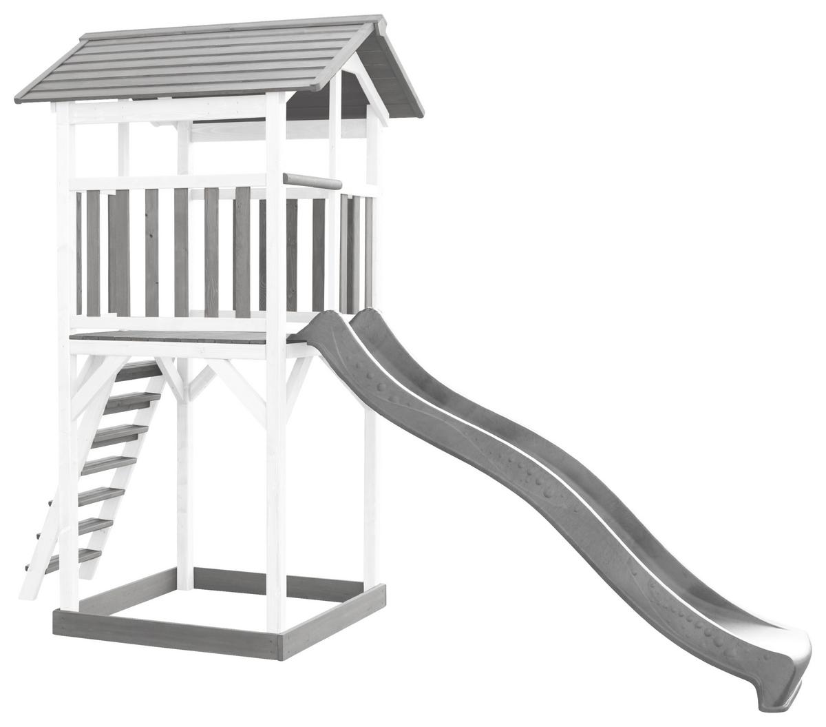 Spielturm A025.120.82 - Weiß/Grau, KONVENTIONELL, Holz/Kunststoff (111,2/241,9/349cm) - Ambia Garden