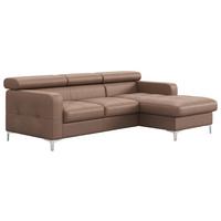 Ecksofa mit Schlaffunktion Sammy Cappuccino - Chromfarben/Cappuccino, Design, Leder (227/168cm) - Livetastic