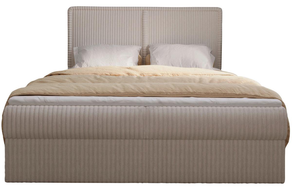 Boxbett Barcelona Lf: 180x200 Beigebraun - Beigebraun/Schwarz, MODERN, Holz/Kunststoff (180/200cm) - MID.YOU