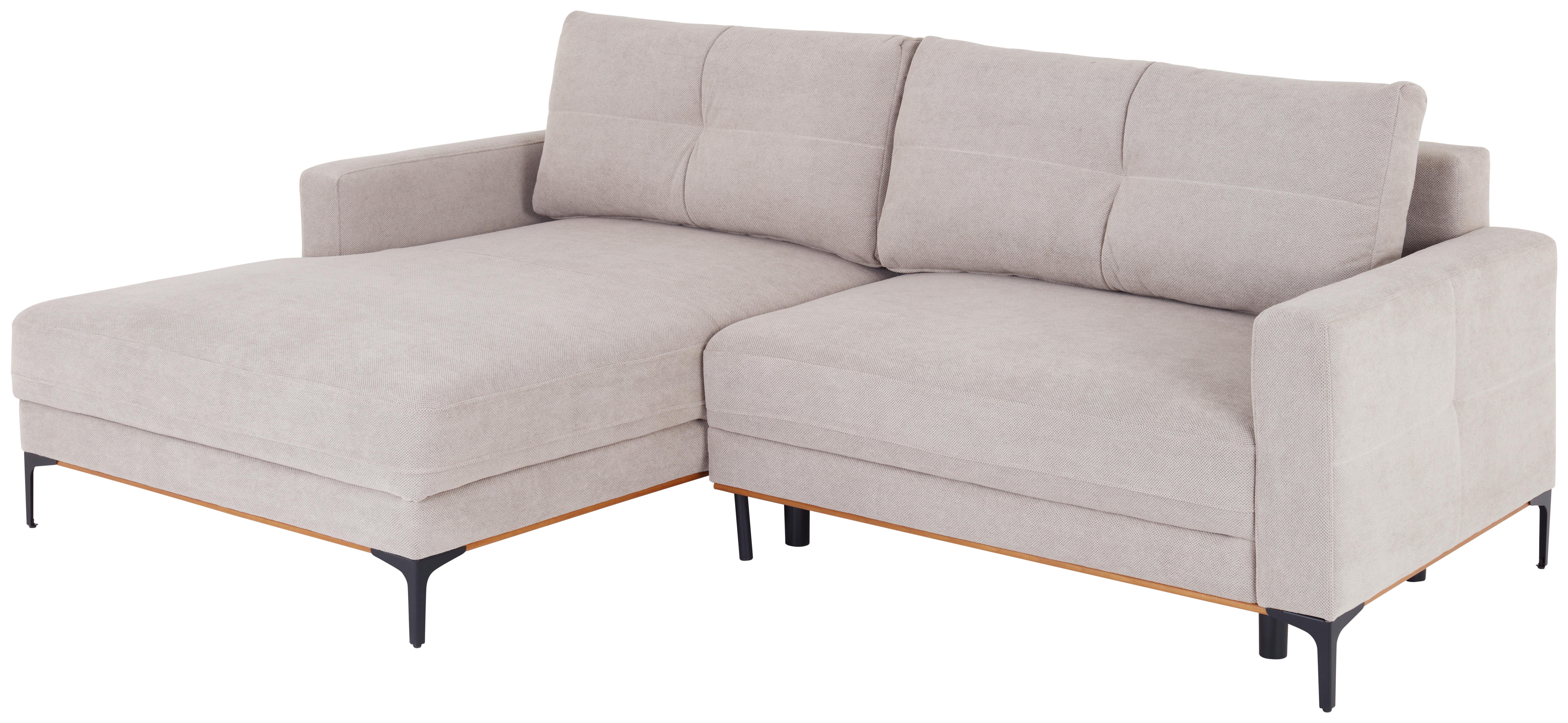 Ecksofa mit Schlaffunktion Bergamo Lattefarben - Beige/Schwarz, MODERN, Textil (162/238cm) - Ondega