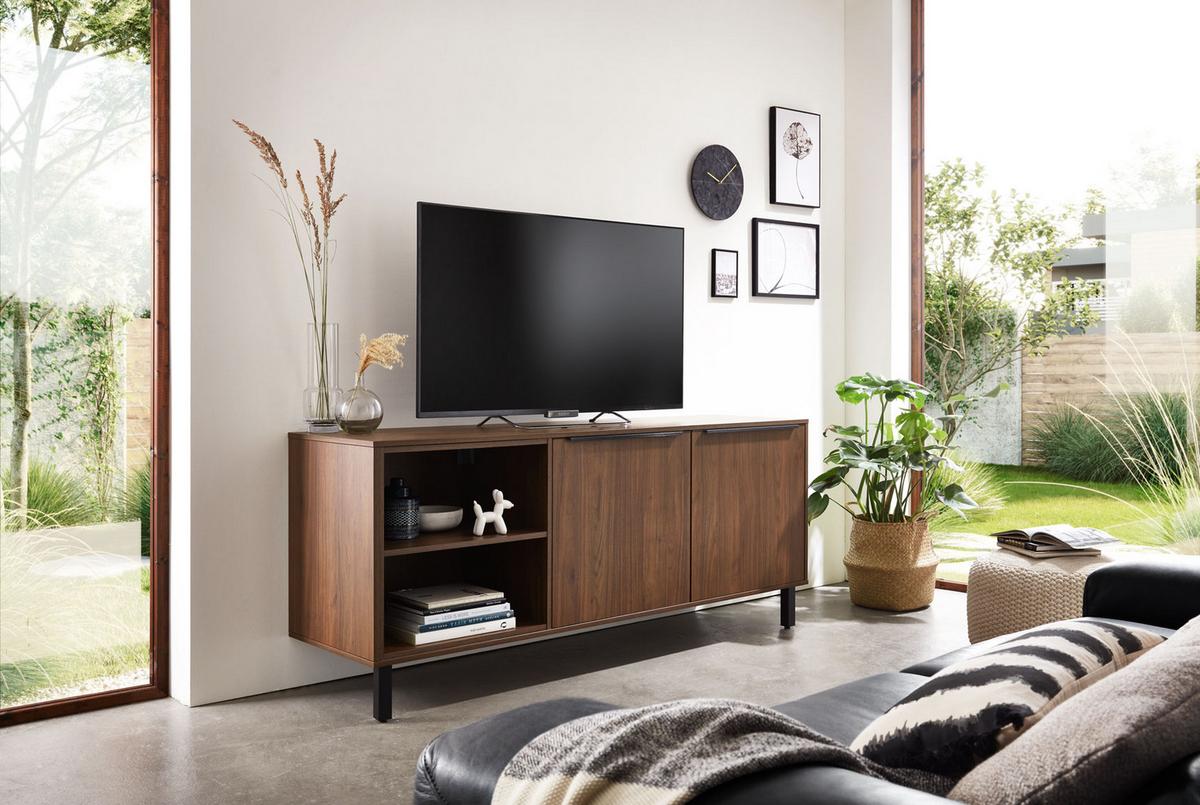 Einbauküche Riga Frei Planbar Modern, Grifflos - Eichefarben/Schwarz, MODERN, Holzwerkstoff - Vertico