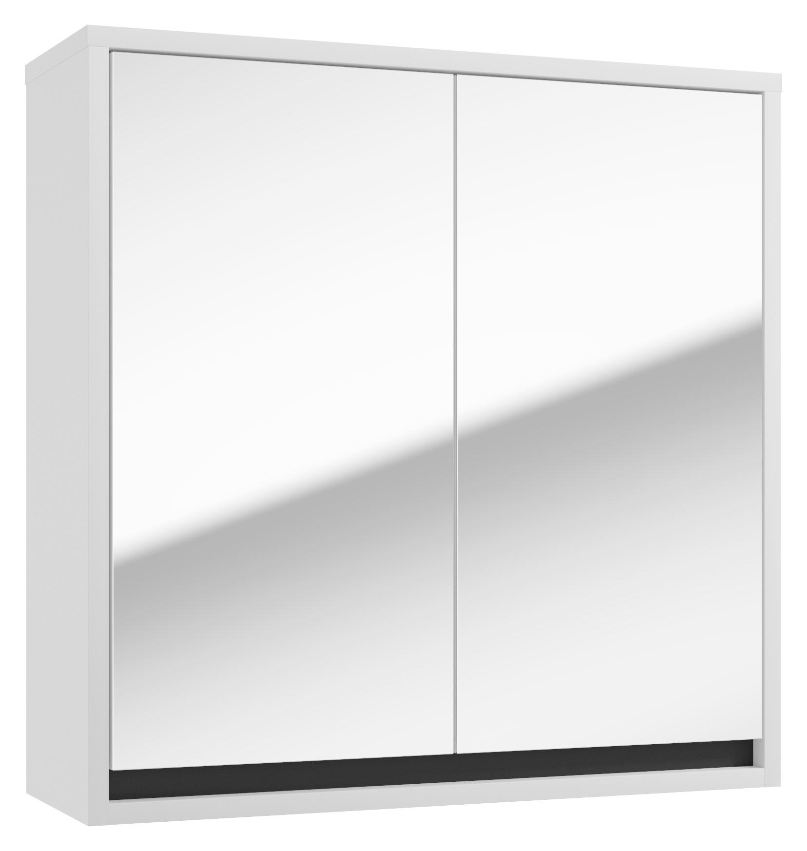 Spiegelschrank Slito B: 60cm Weiß - Anthrazit/Weiß, Basics, Holzwerkstoff (60/60/20cm) - MID.YOU