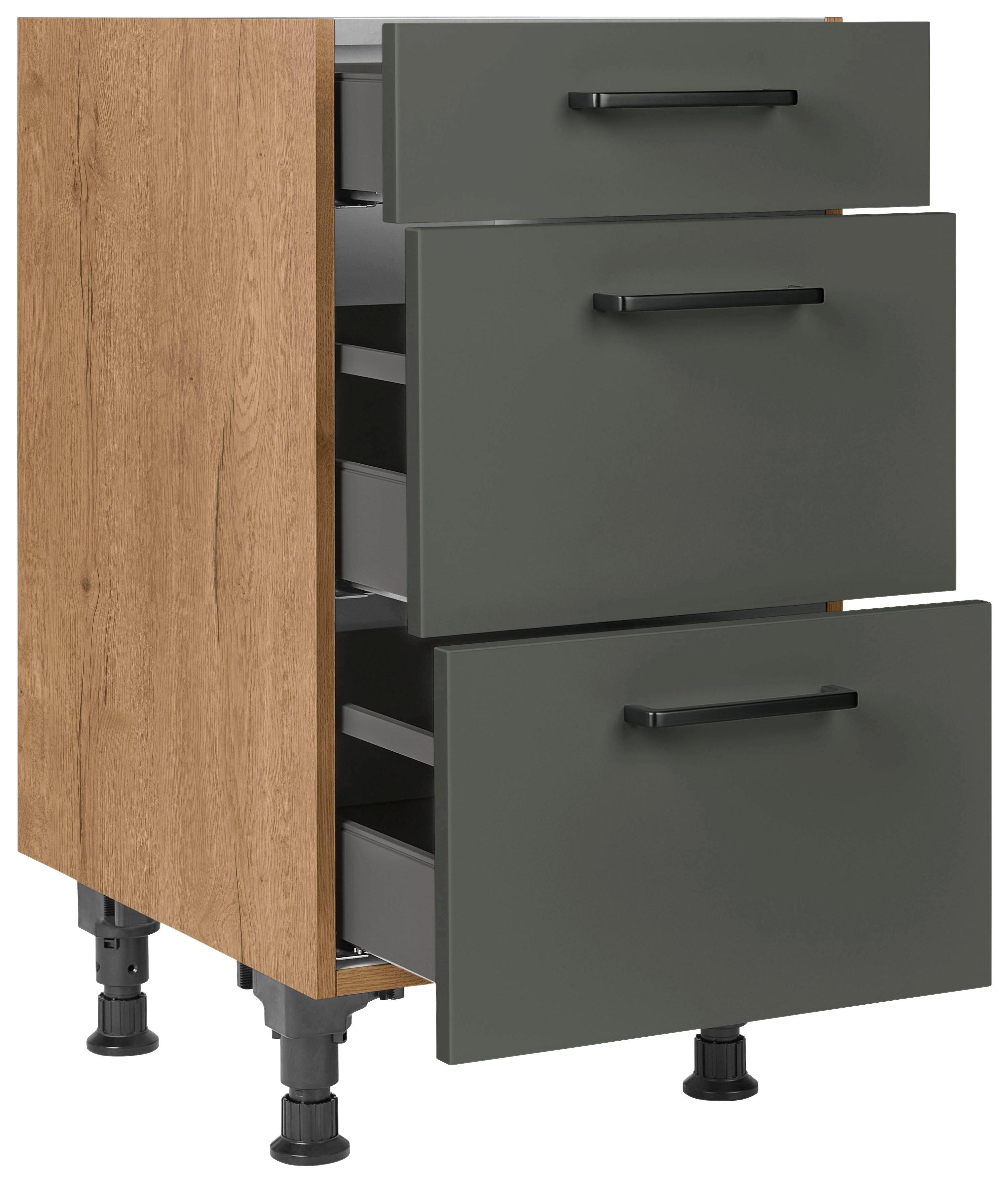 Schubkastenunterschrank Easytouch - Eichefarben/Grün, MODERN, Holzwerkstoff (45/87/56cm) - Nobilia