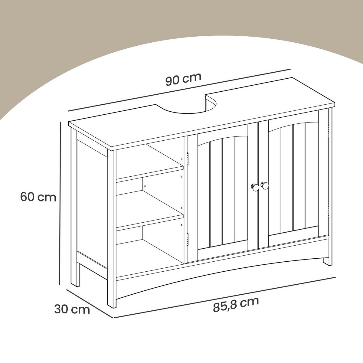 Waschbeckenunterschrank Washbasin Cabinet - Weiß, MODERN, Holzwerkstoff (90/60/30cm) - MID.YOU
