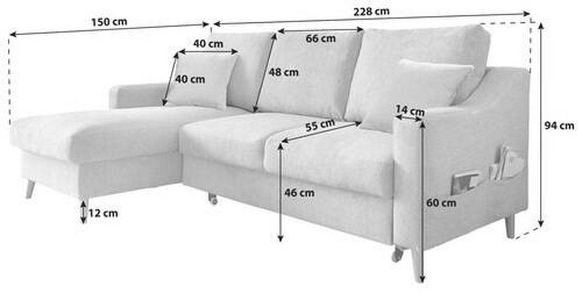 Ecksofa mit Bettkasten Valentina Blau Massiv - Blau/Schwarz, Design, Textil (150/228cm) - MID.YOU