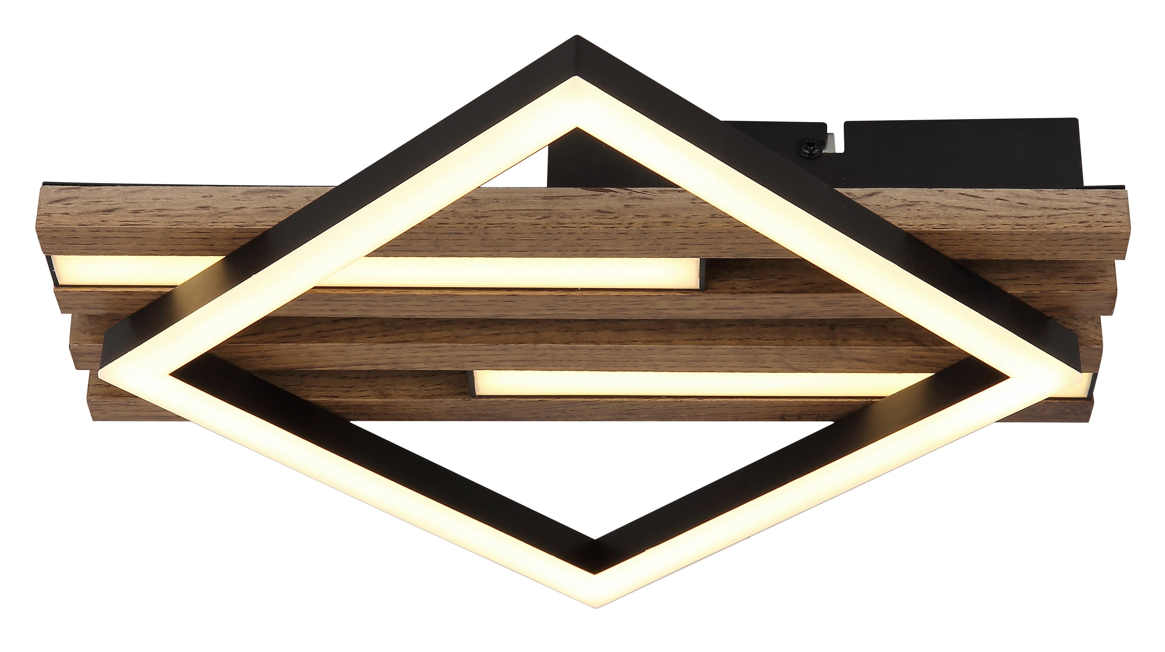 Led-deckenleuchte 67344d Obrien - Dunkelbraun/Schwarz, Natur, Holzwerkstoff/Kunststoff (33/31/7,5cm) - Globo