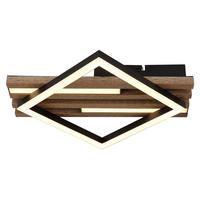 LED-Deckenleuchte 67344d Obrien - Dunkelbraun/Schwarz, Natur, Holzwerkstoff/Kunststoff (33/31/7,5cm) - Globo