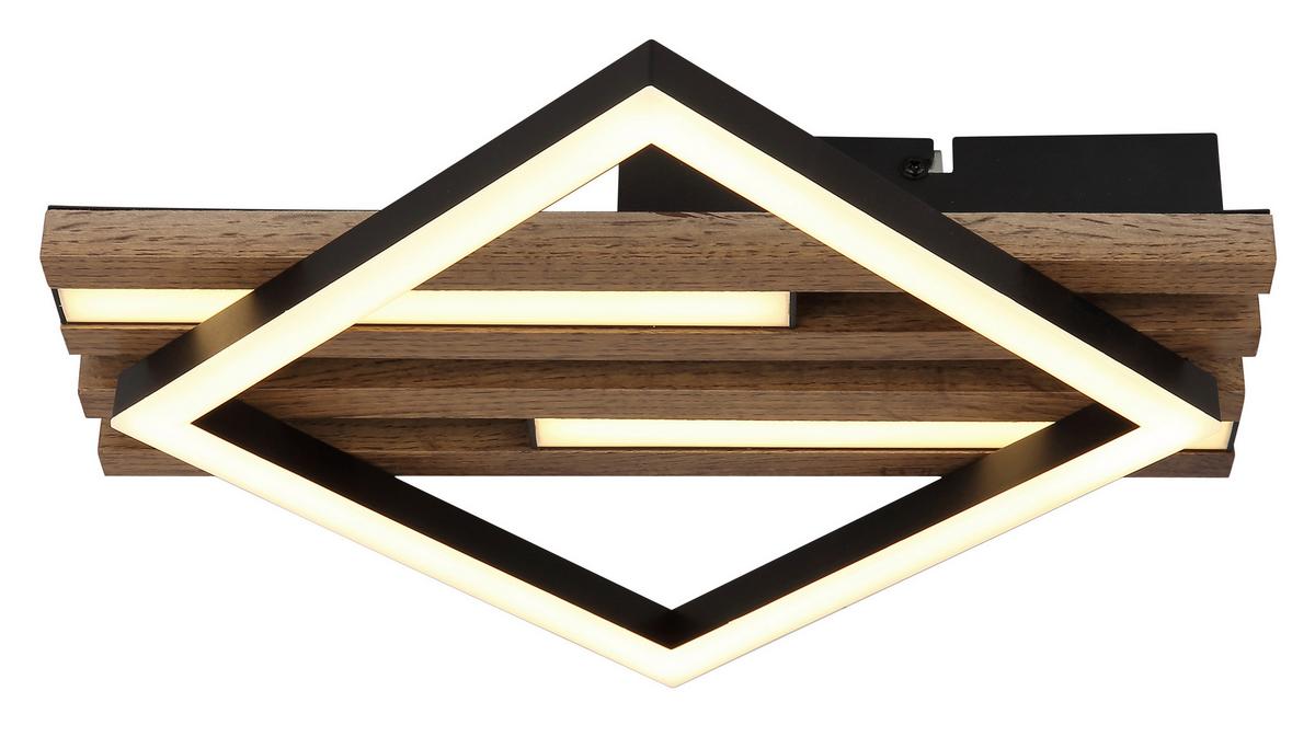 LED-Deckenleuchte 67344d Obrien - Dunkelbraun/Schwarz, Natur, Holzwerkstoff/Kunststoff (33/31/7,5cm) - Globo