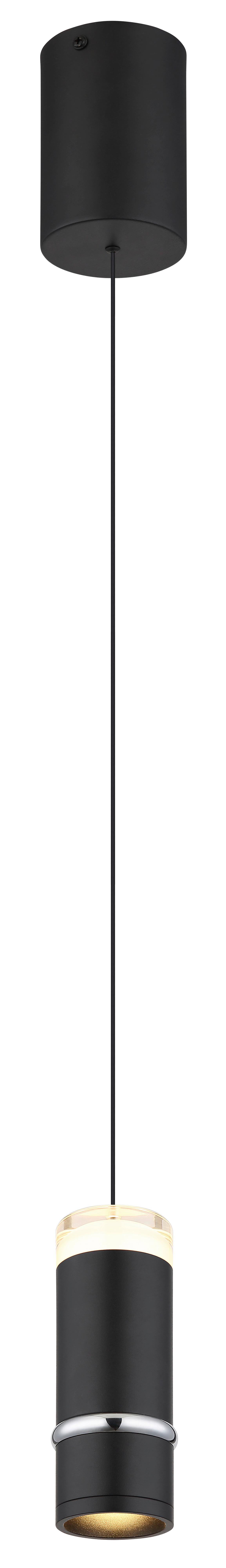LED-Hängeleuchte Alvarado Schwarz D: 7,5 cm - Schwarz, Design, Kunststoff/Metall (7,5/180cm) - Globo