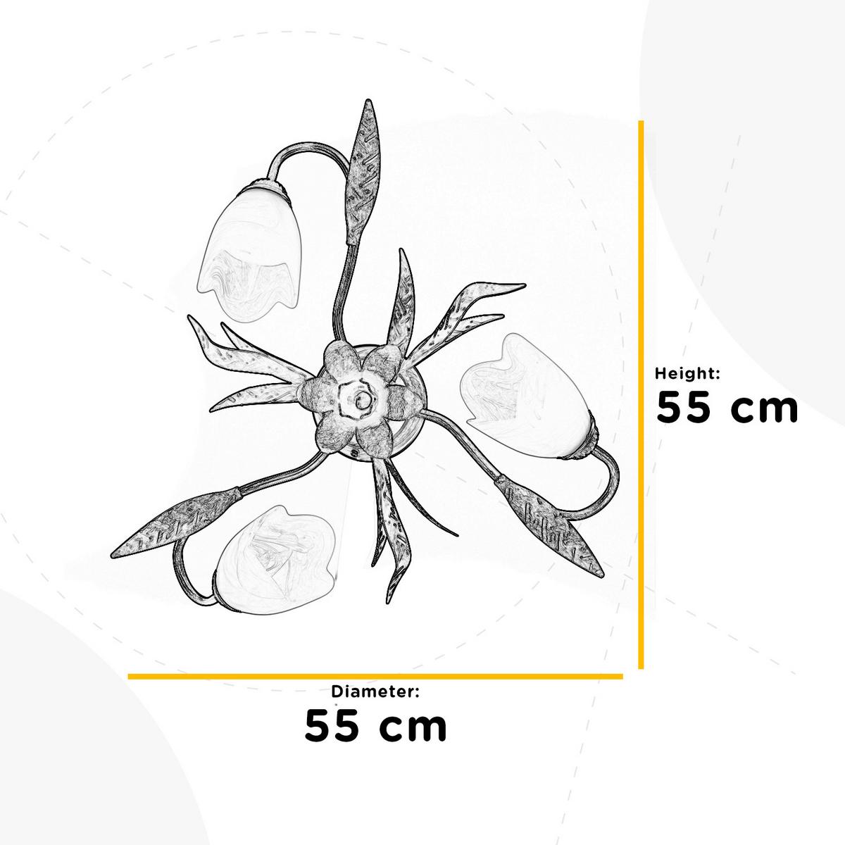 Deckenleuchte 4240/Pl3 - Bronzefarben, KONVENTIONELL, Glas/Metall (55/55/18cm)