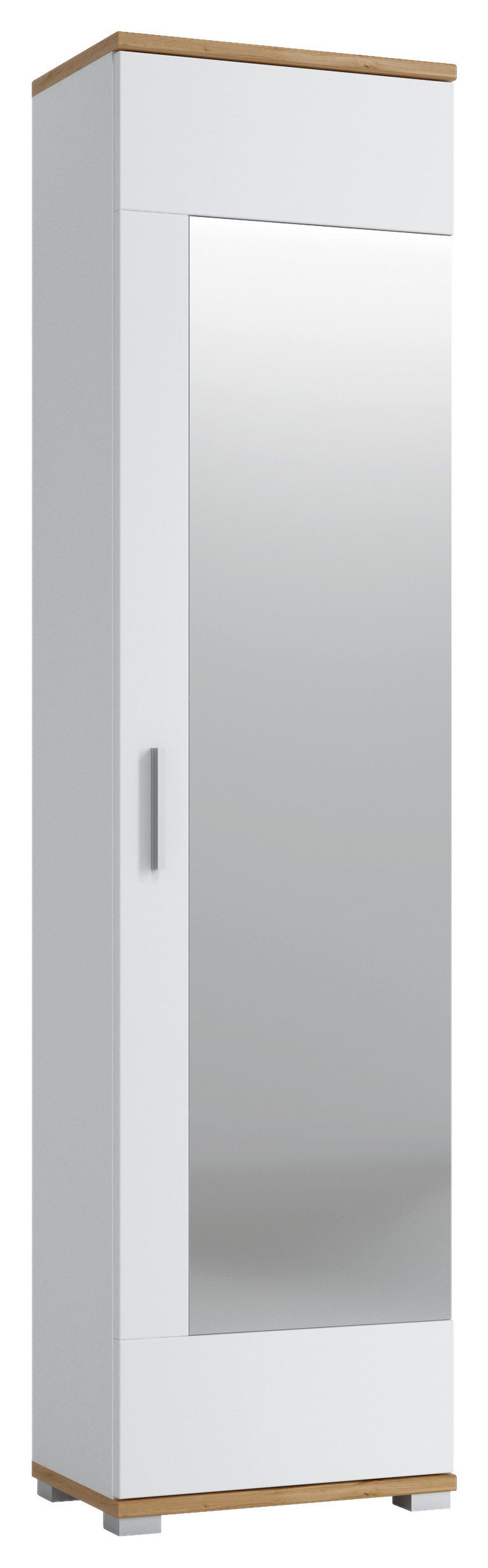 Garderobenschrank Hola Weiß/Eiche Wotan B: 50 cm - Eichefarben/Eiche Wotan, Trend, Glas/Holzwerkstoff (50/198,5/33,5cm)