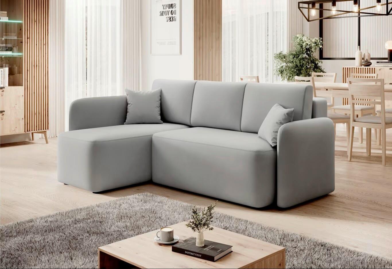 Ecksofa Hadson Hellgrau S: 150x206 cm - Hellgrau/Schwarz, Design, Textil (150/206cm) - MID.YOU