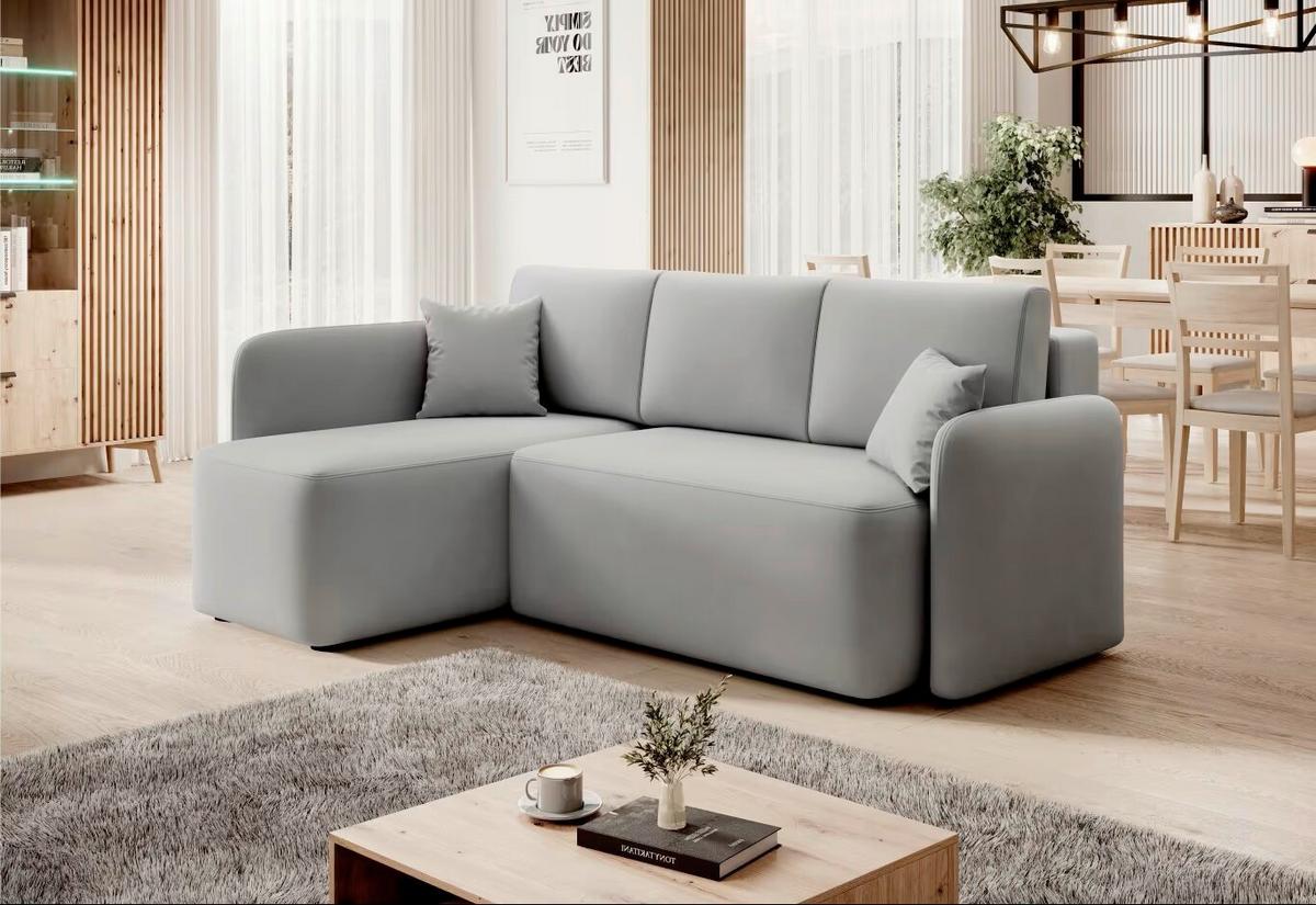 Ecksofa Hadson Hellgrau S: 150x206 cm - Hellgrau/Schwarz, Design, Textil (150/206cm) - MID.YOU