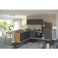 Eckküche Florenz Ohne Geräte 240x270 Cm Grau/eichefarben - Eiche Wotan/Grau, Design, Holzwerkstoff (240/270cm) - Held