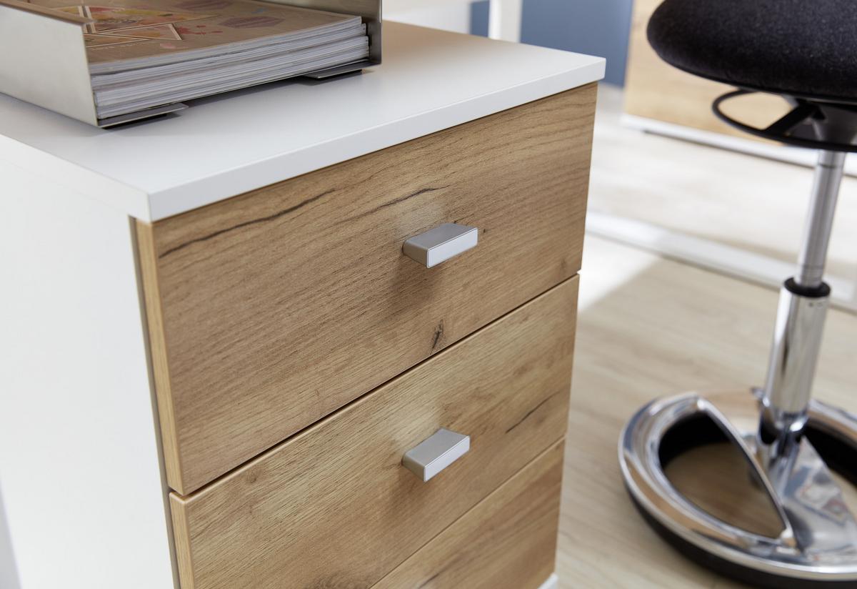 Rollcontainer Eiche Dekor Weiß Gw-Lioni 40x57x49 cm - Eichefarben/Weiß, Design, Holzwerkstoff/Kunststoff (40/57/49cm) - Germania