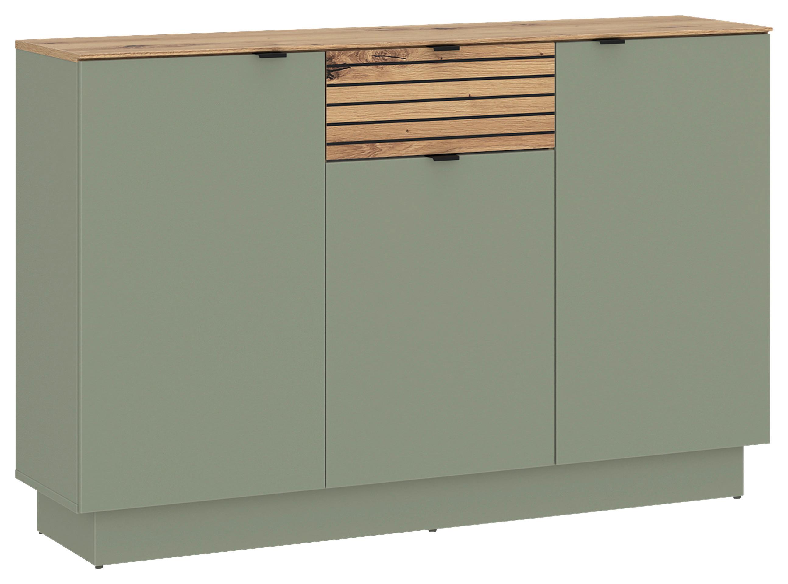 Sideboard Nexa Salbeigrün /Eiche Dekor B: 135cm - Salbeigrün/Eiche Artisan, Basics, Holzwerkstoff (135/90/40cm) - Livetastic