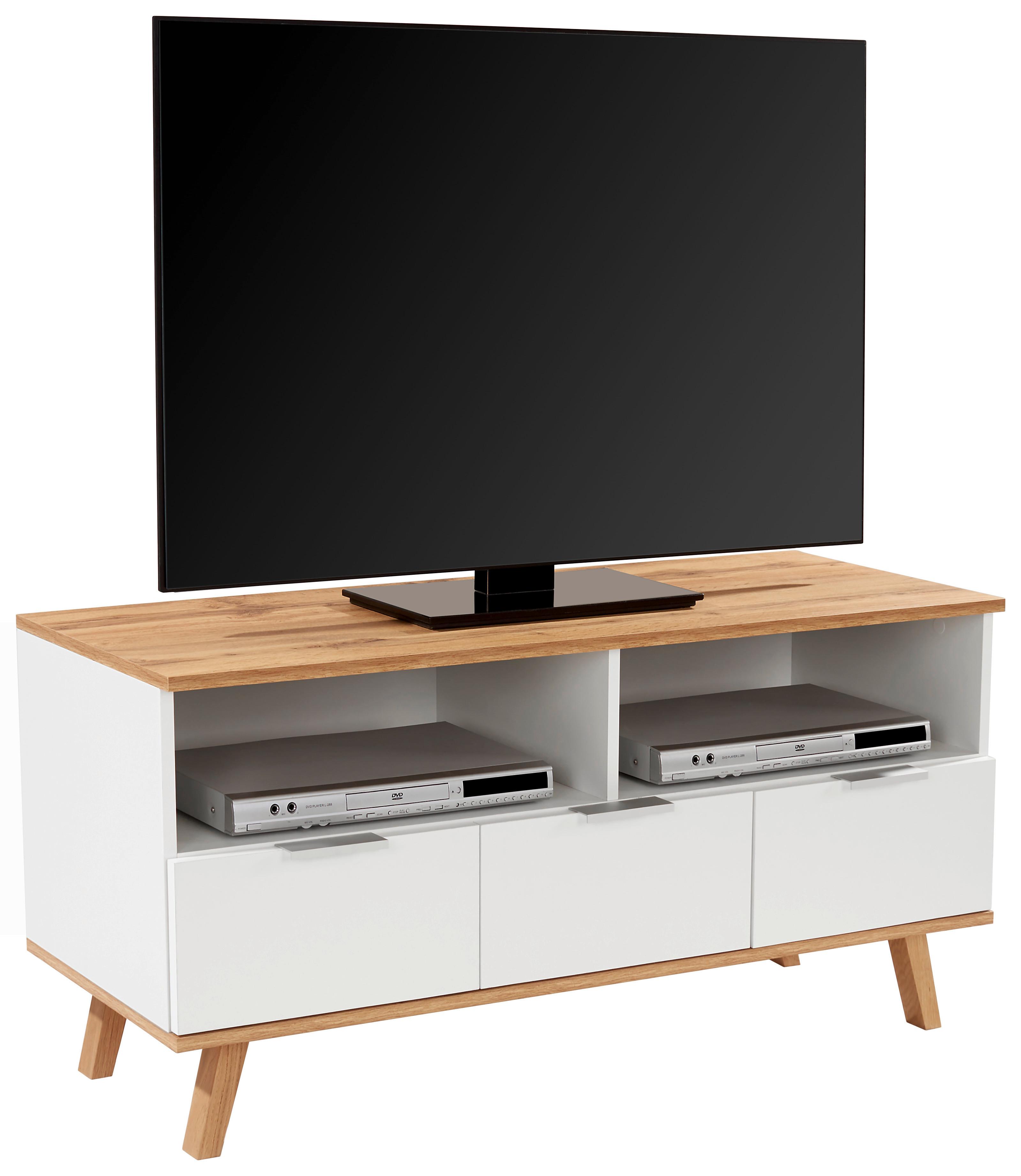 Tv Stolík Turin 1 - farby dubu/biela, Moderný, kompozitné drevo (120/55/40cm)