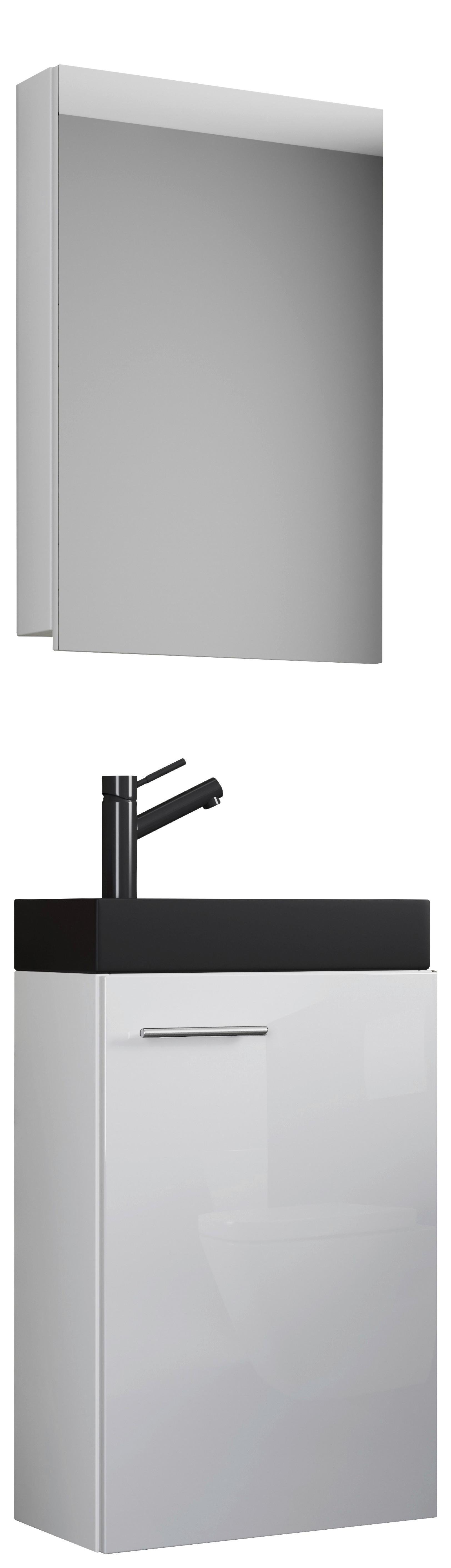 Gästebad Slito Bl - Schwarz/Weiß, MODERN, Keramik/Holzwerkstoff (41cm) - MID.YOU