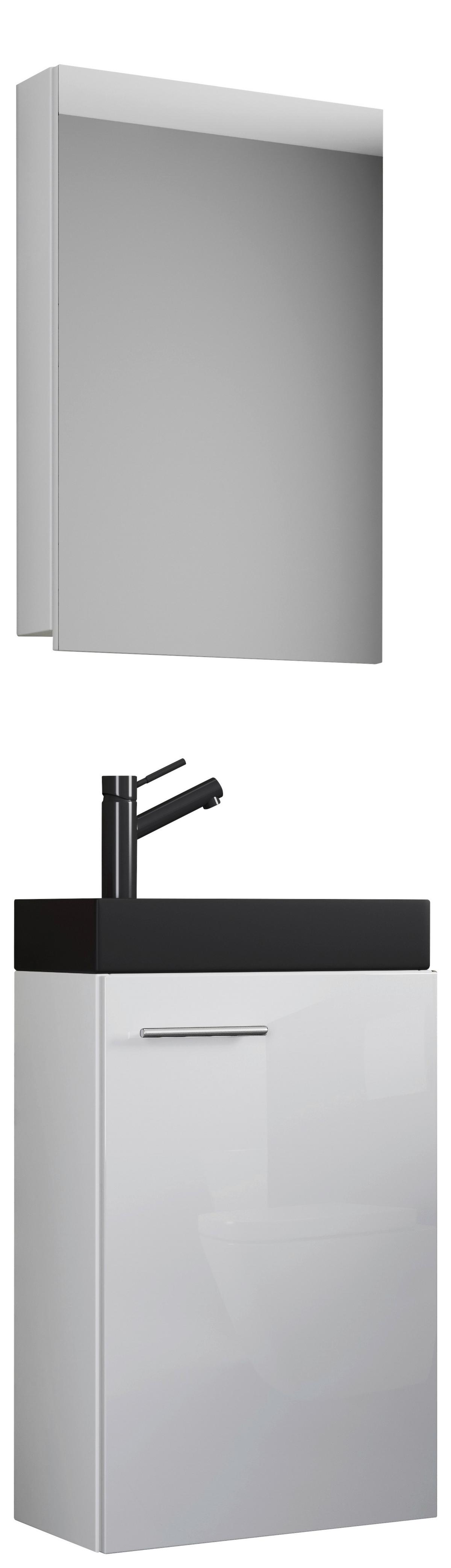 Gästebad Slito Bl - Schwarz/Weiß, MODERN, Keramik/Holzwerkstoff (41cm) - MID.YOU