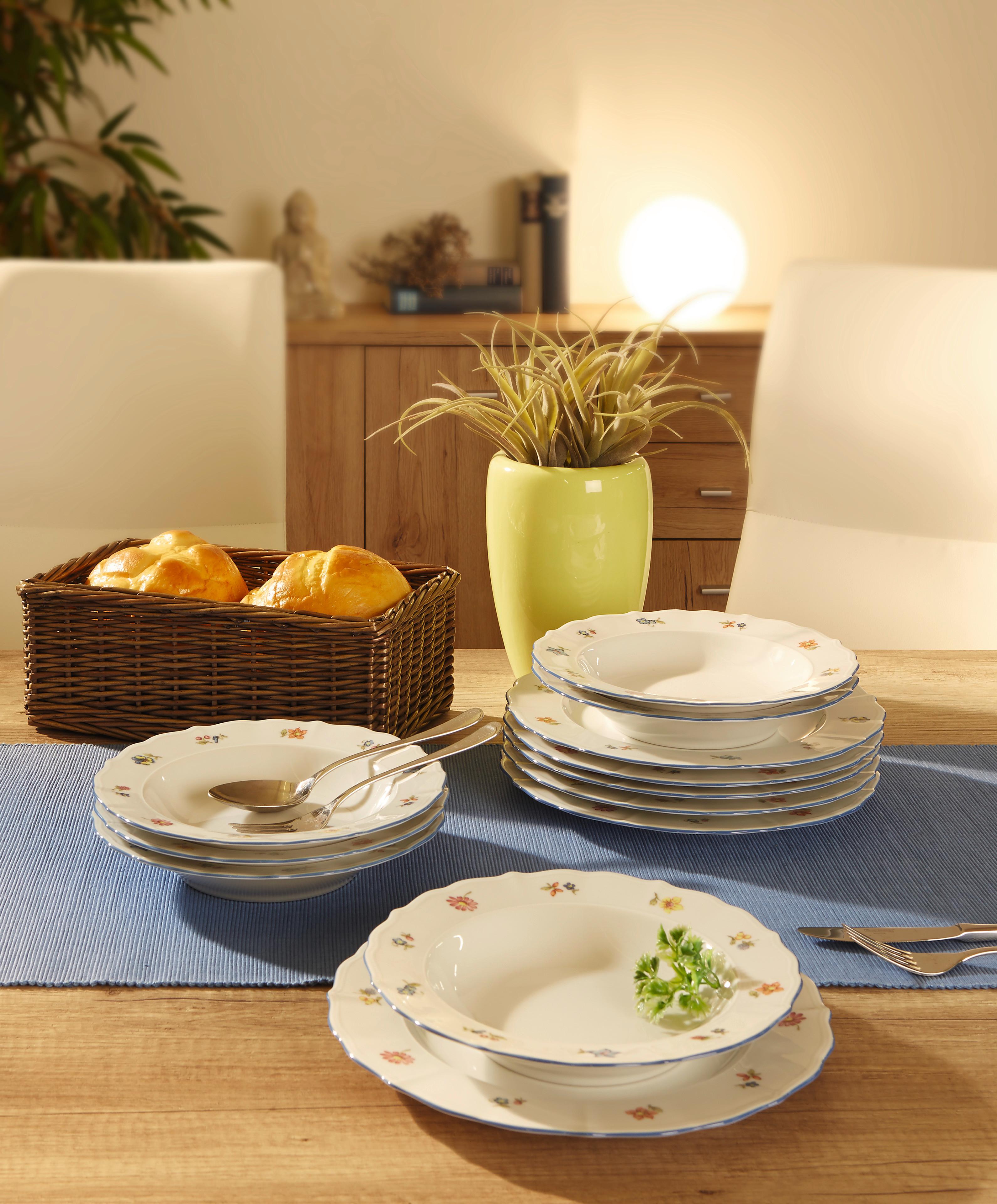 Tafelservice Sonate Porzellan Für 6 Personen, Geschirr Set - Multicolor/Weiß, ROMANTIK / LANDHAUS, Keramik (26/26/15cm) - Seltmann Weiden