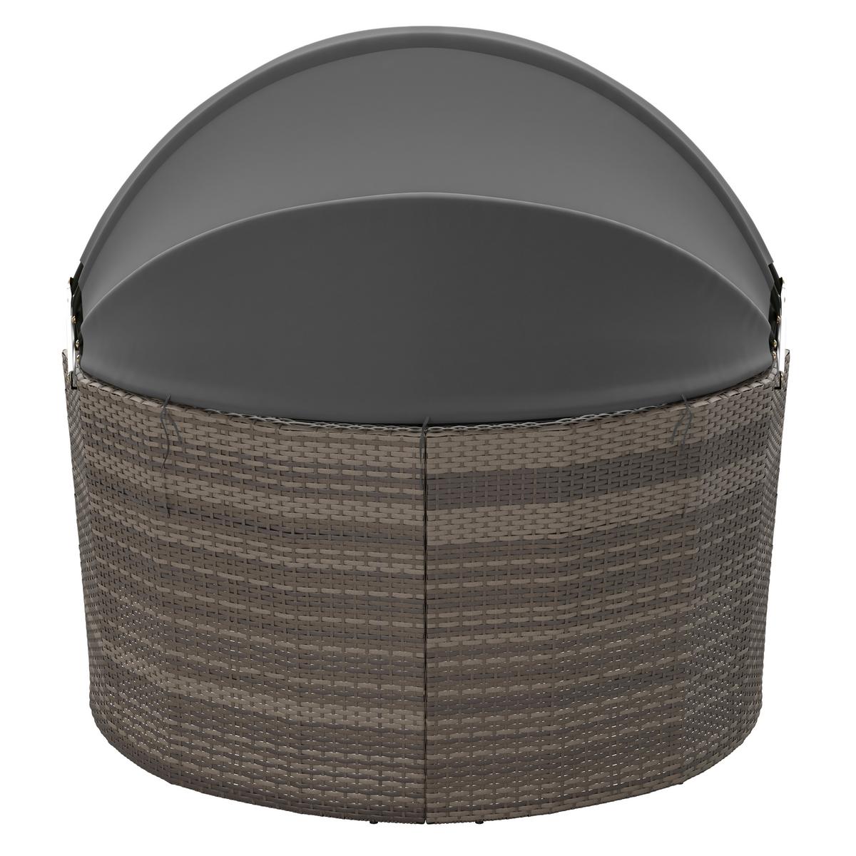 Sonneninsel Rio Grau/Schwarz Metall/Kunststoff/Textil +dach - Schwarz/Grau, MODERN, Kunststoff/Textil (206/132/64cm) - Beldano