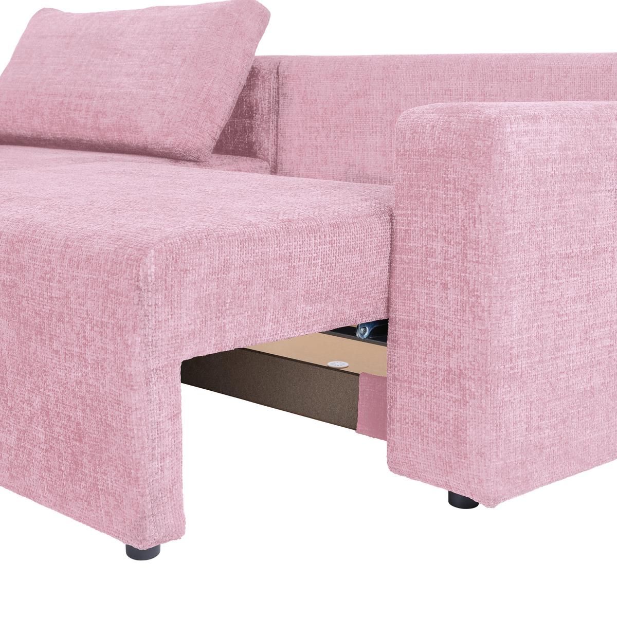 Ecksofa Dallas - Schwarz/Rosa, MODERN, Holz/Kunststoff (258/173cm)