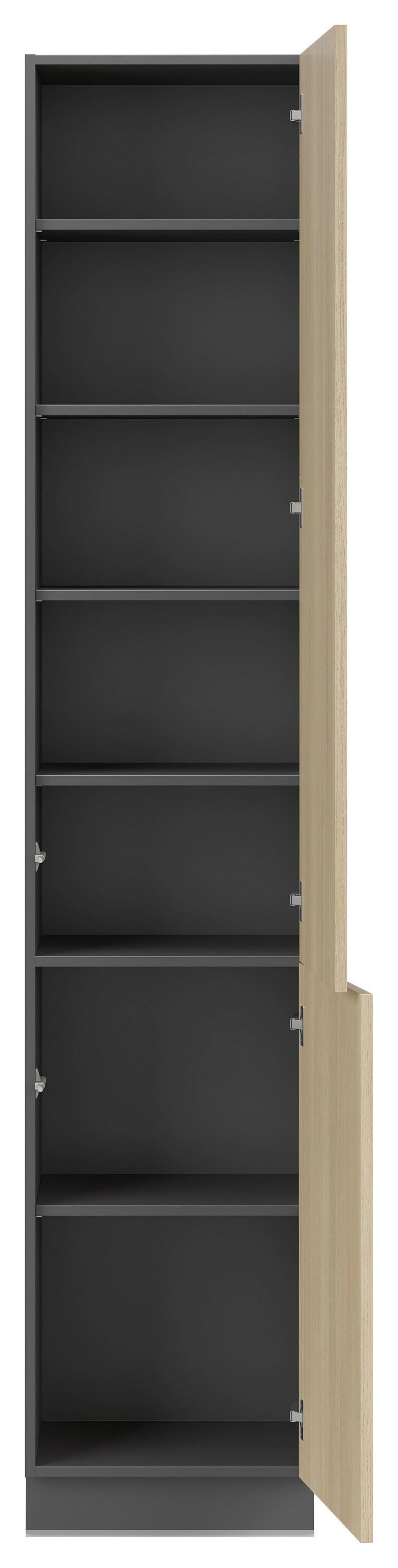 Kuchynský blok MILINO MEDIUM vrát.obkladu a LED regálu - čierna/grafitová, Basics, kompozitné drevo/plast (330/230/60cm) - Visiona