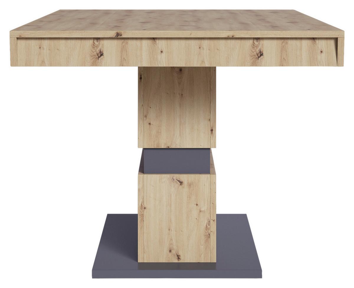 Esstisch Ausziehbar Matthew 160-215x90cm Eiche Dekor/grau - Dunkelgrau/Eiche Artisan, MODERN, Holzwerkstoff (160/90/75cm) - MID.YOU