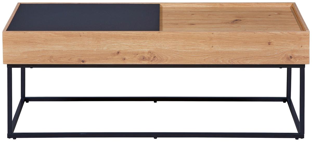 Couchtisch Filora - Schwarz/Eiche Artisan, Design, Holzwerkstoff/Metall (110/50/40cm) - Livetastic