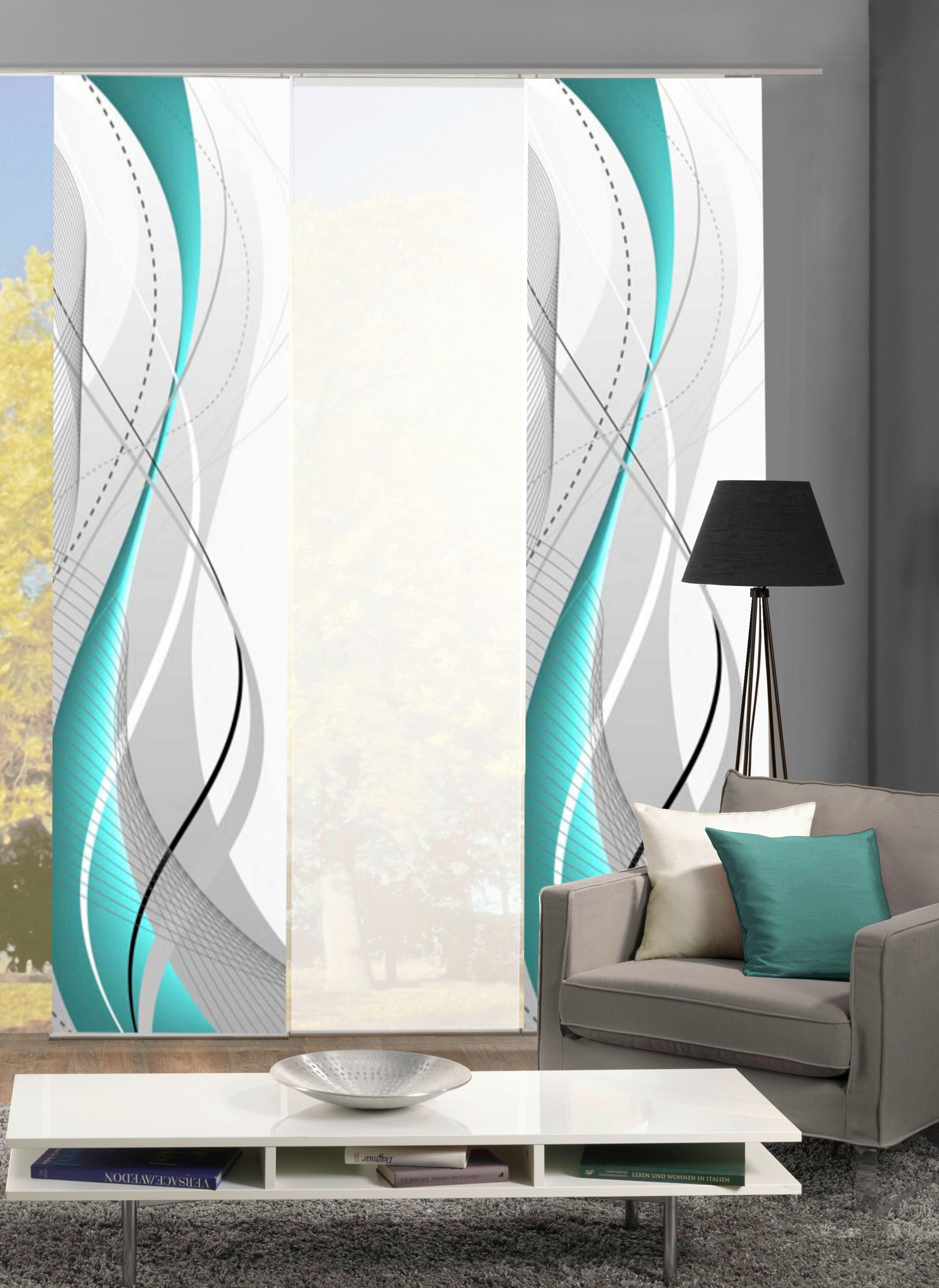 Flächenvorhang Carlisle Petrol B: 60 Cm - Petrol, Design, Textil (60/245cm)