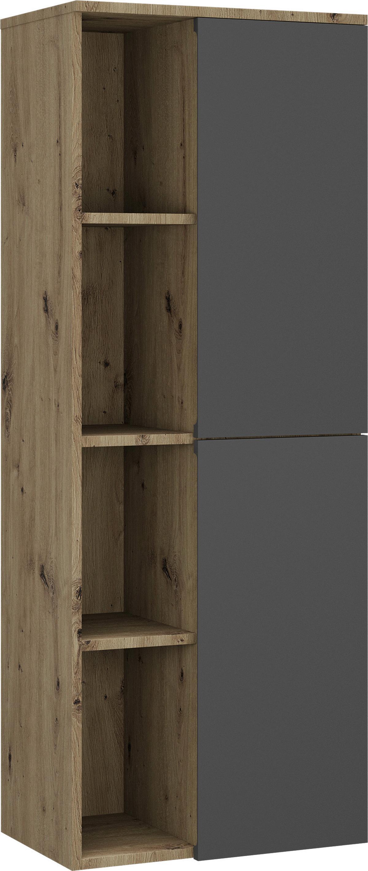 Midischrank C-Line Eichefarben/Anthrazit B: 50 cm - Eichefarben/Anthrazit, MODERN, Glas/Holzwerkstoff (50/132/32cm) - Stylife