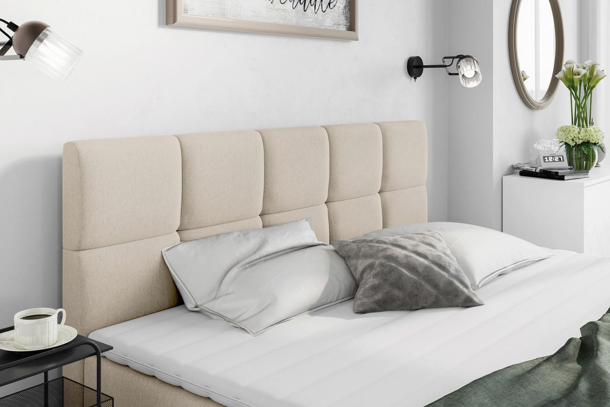 Boxspringbett Mit Topper 180x200 Lorie - Creme/Schwarz, LIFESTYLE, Holz/Holzwerkstoff (180/200cm) - Livetastic