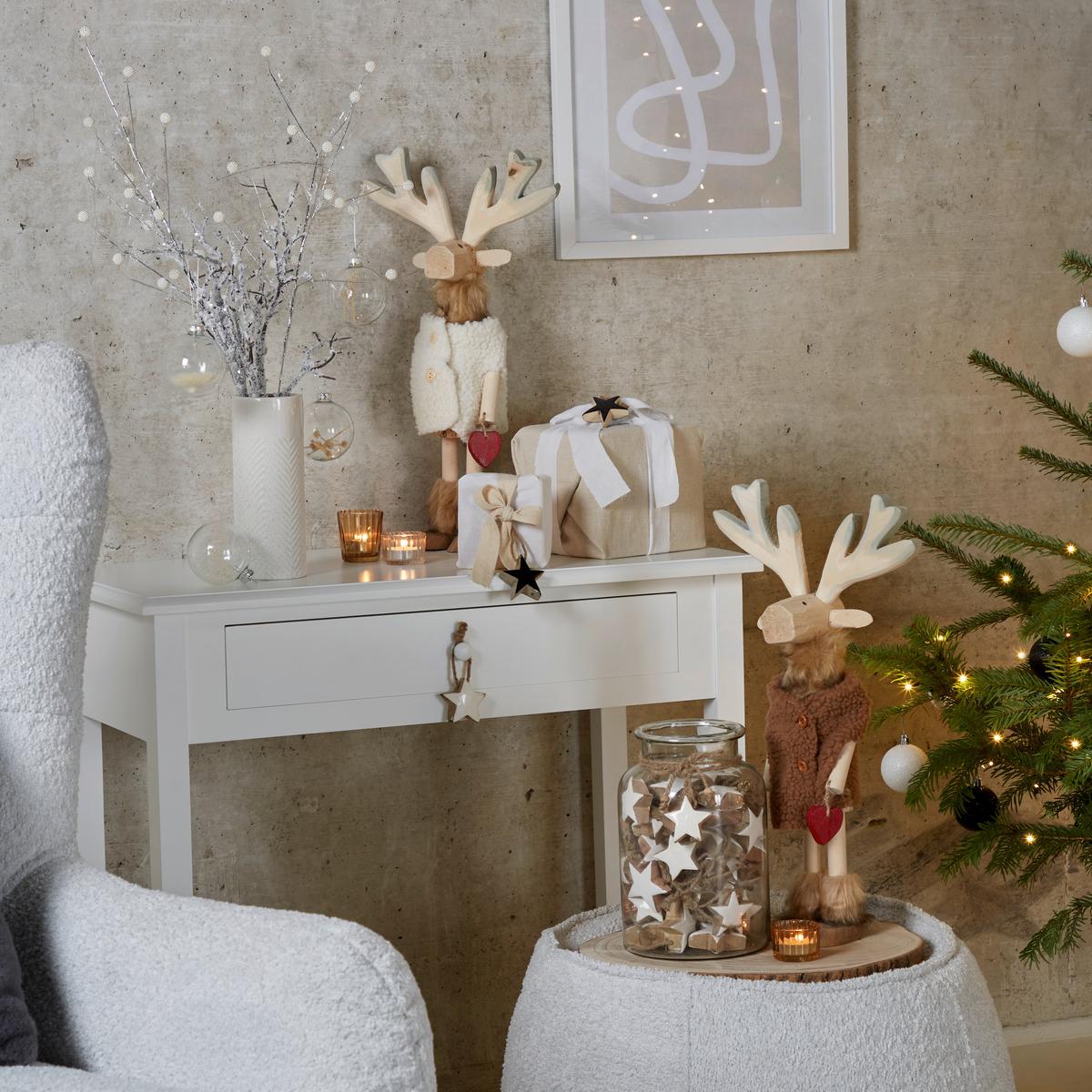 Dekostern Tina - Braun/Weiß, MODERN, Glas/Holz (5/5cm)